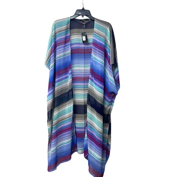 Cejon Melrose Women's Striped Duster, Multi Colored, OS - Picture 9 of 11